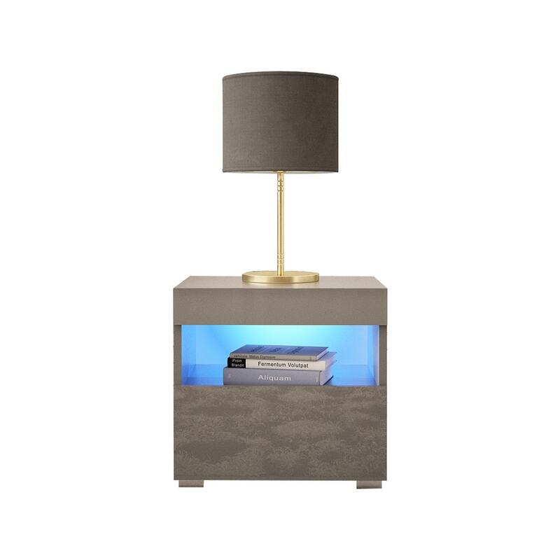 Strick & Bolton Cyrena High-gloss Nightstand with LED Lights