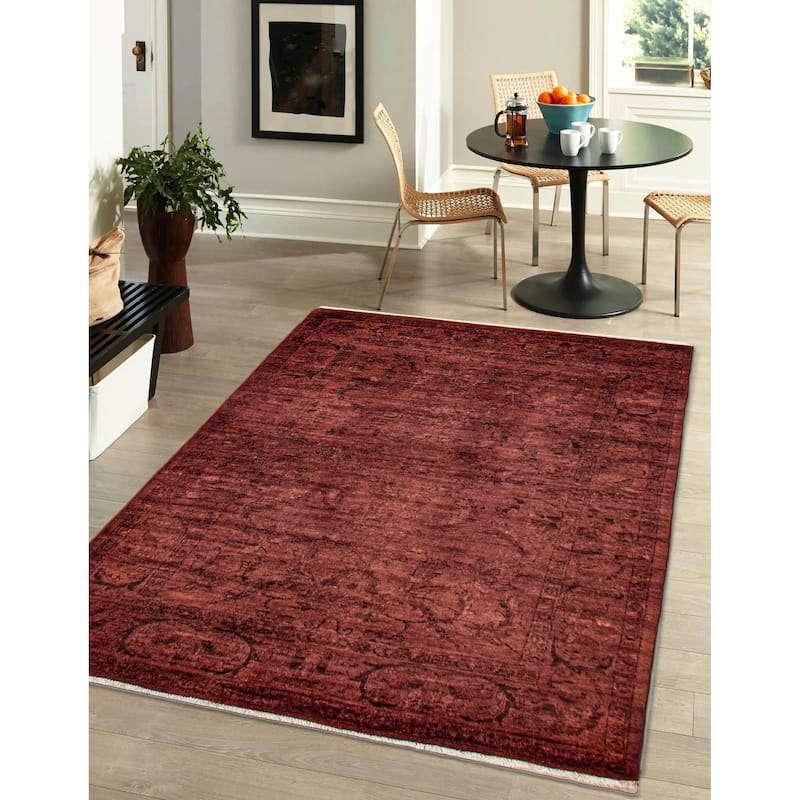 ECARPETGALLERY Hand-knotted Vibrance Dark Coral Wool Rug - 4'9 x 6'5