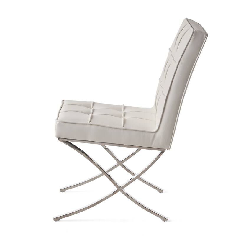 Milania Modern Button Tufted Bonded Leather Dining Chairs (Set of 2) by Christopher Knight Home