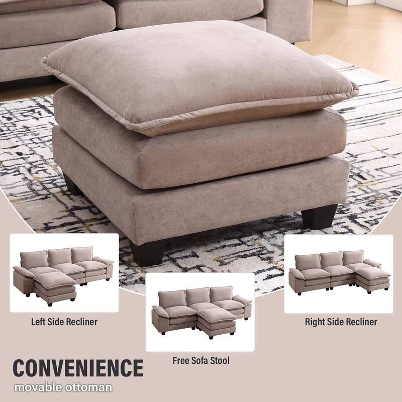 25.2" Deep Seat Sectional Sofa Couch 3 Seats L-Shape Design for Living Room