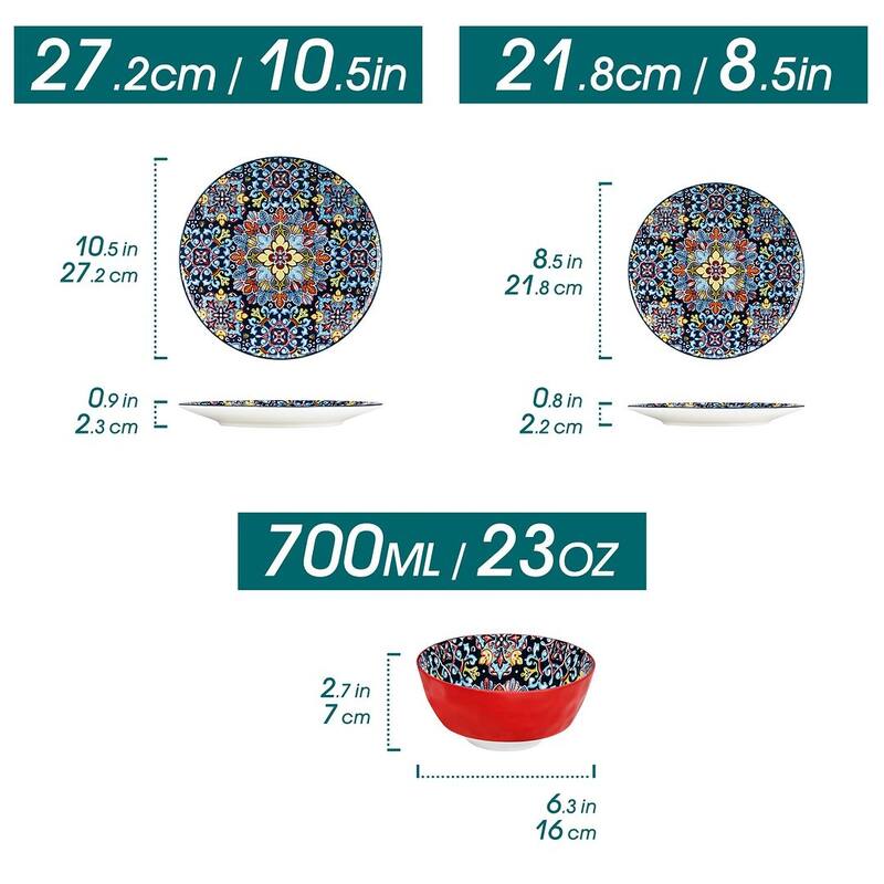 vancasso SIMI 12-Piece Hand Painted Porcelain Dinnerware Set Service for 4