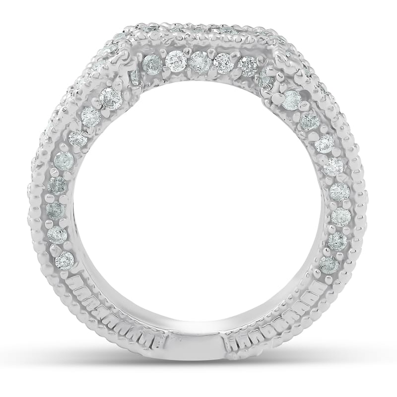 3/4ct Vintage Curved Diamond Ring Guard White Gold