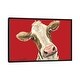 preview thumbnail 1 of 7, iCanvas "Cow Red New Background" by Hippie Hound Studios Framed Black - 26x40