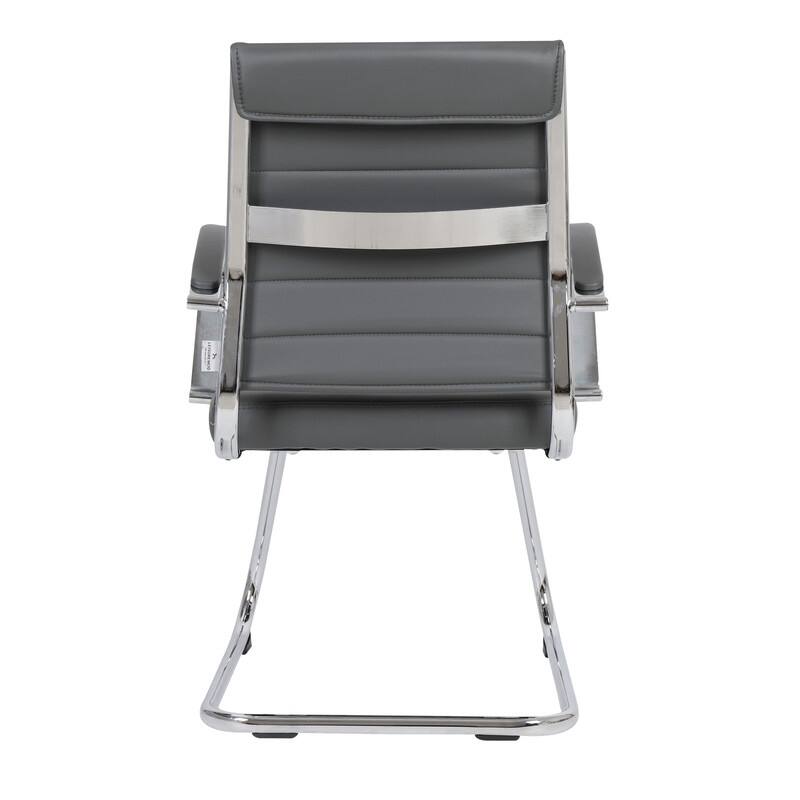 Benmar Series Mid Back Modern Leather Office Executive Desk Chair, Ergonomic Seating with Stainless Steel Sled Base