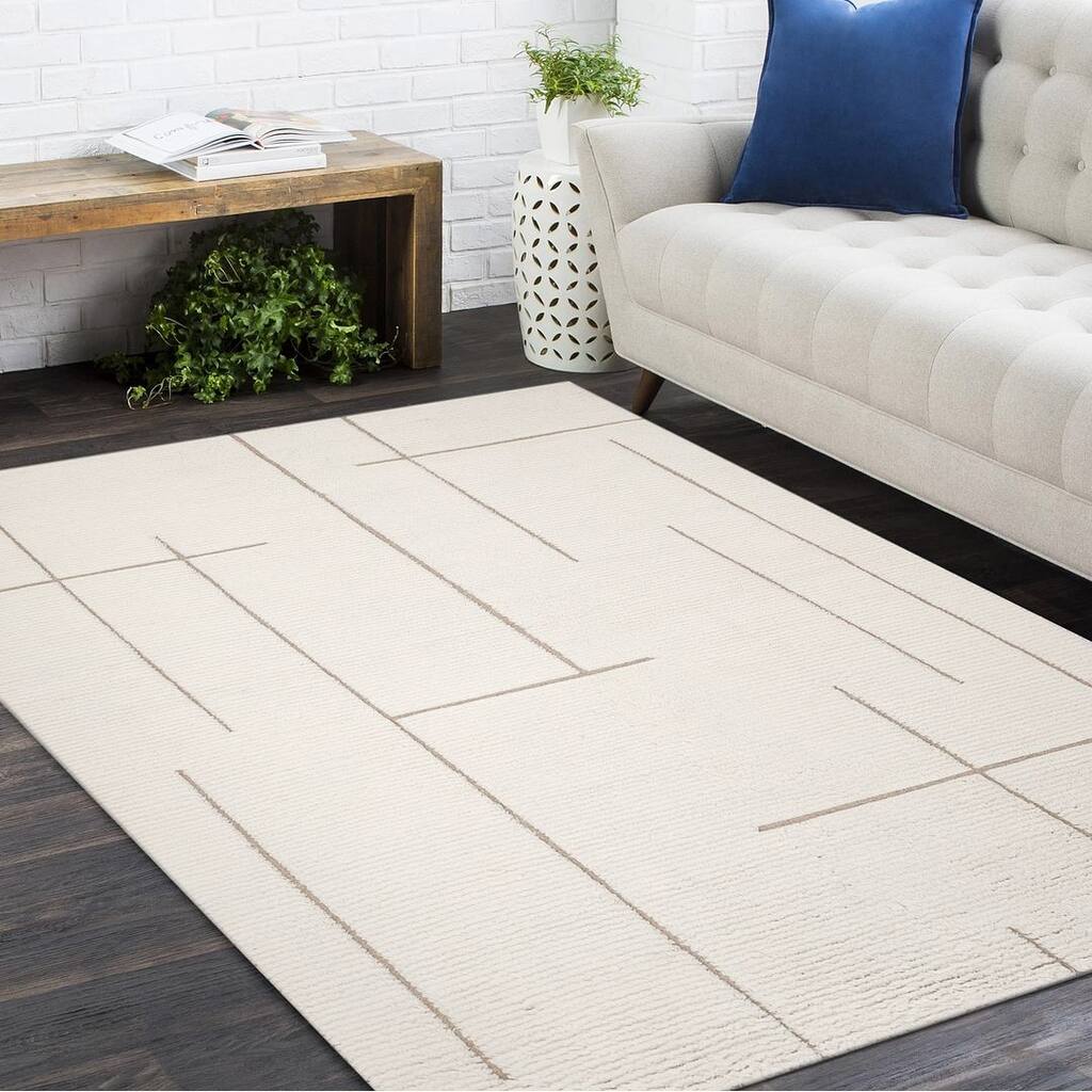 Contemporary Solid Ivory Area Rug