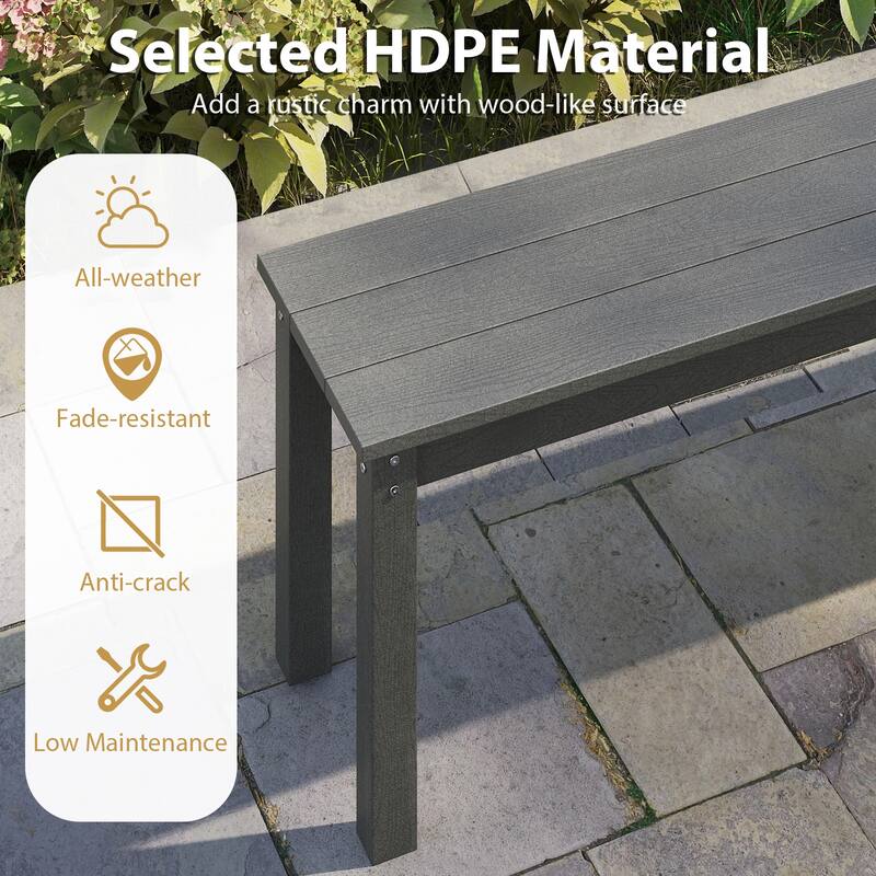Gymax 2PCS 55'' HDPE Outdoor Bench Weatherproof Backless Patio Garden