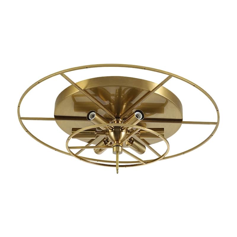 Mid-Century Modern 6-Light Ribbed Glass Globe Bubble Semi Flush Mount