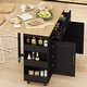 preview thumbnail 38 of 41, Rolling Kitchen Island on Wheels, Drop Leaf Kitchen Cart with Seating, Breakfast Bar Set with 2 Bar Stools and Wine Storage