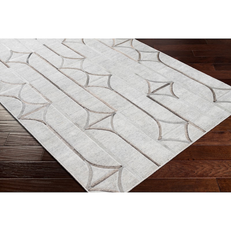 Hirah Modern Diamond Viscose & Hair-on-hide Area Rug