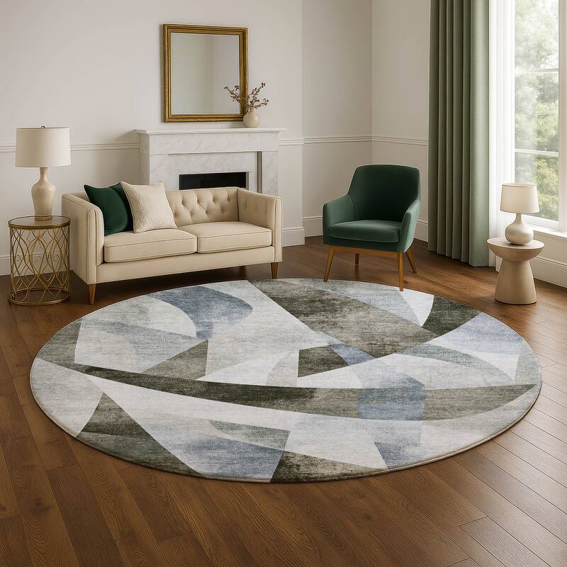Premium Washable Super Soft Abstract Contemporary Mayfield Rug - 8' x 8' - Taupe