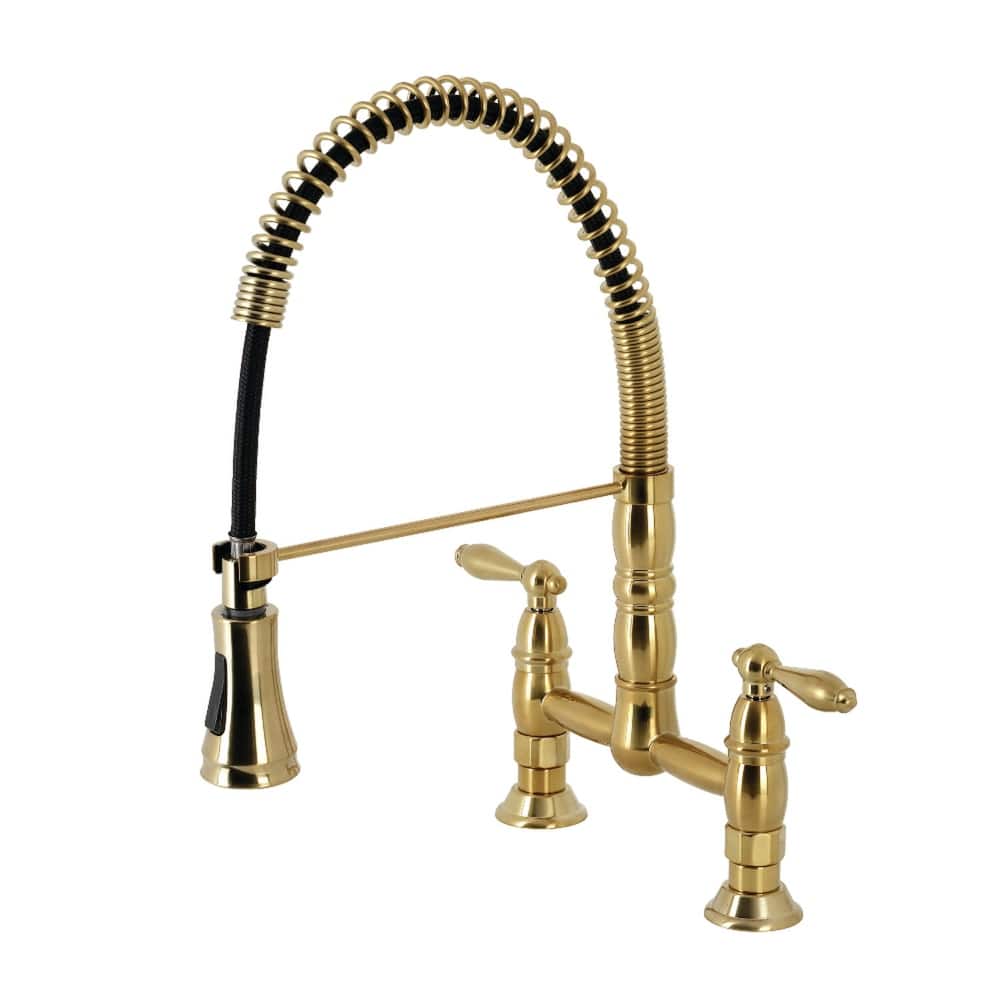 Kingston Brass Heritage 1.8 GPM Widespread Bridge Pull Down Kitchen