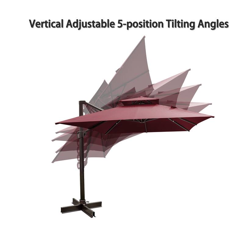 10 x 13 Feet Double Top Outdoor Patio Offset Cantilever Umbrella with NO Base