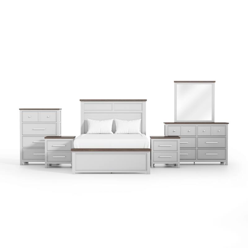 Furniture of America Althea Modern Farmhouse 6-Piece Wood Kids Panel Bedroom Set