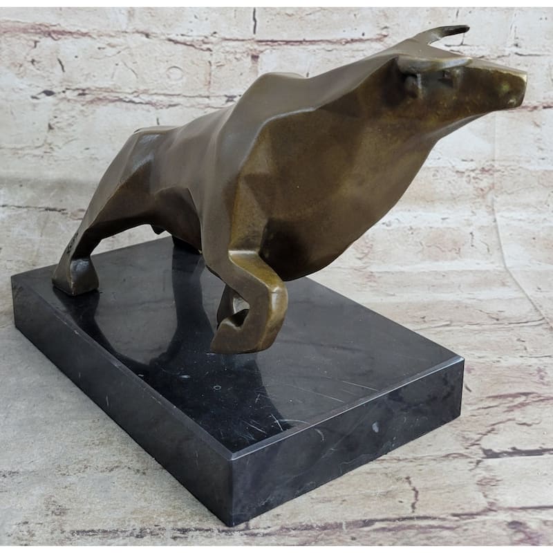 Abstract Geometric Modern Art Bull Sculpture Statue Original Signed Art By Mario Nick