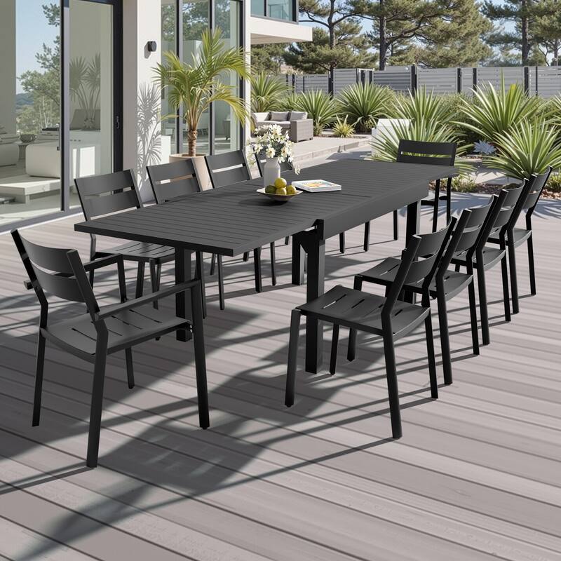 VredHom 11-piece Aluminum Expandable Dining Set Table with Chairs Sets