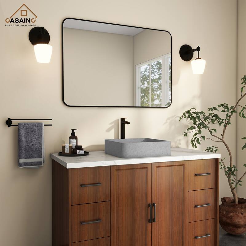 CASAINC Concrete Square Bathroom Sink Vessel Sink Art Basin with the Same Color Drainer