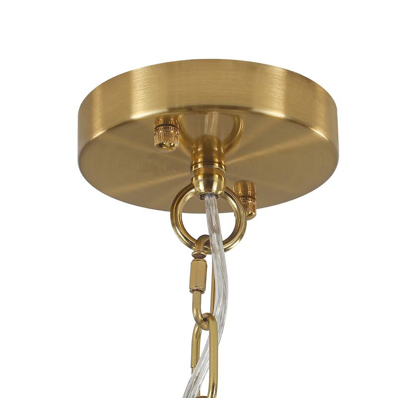 6-light Mid - Century Modern Gold Chandelier, Multi - Arm Globe Glass Pendant Light