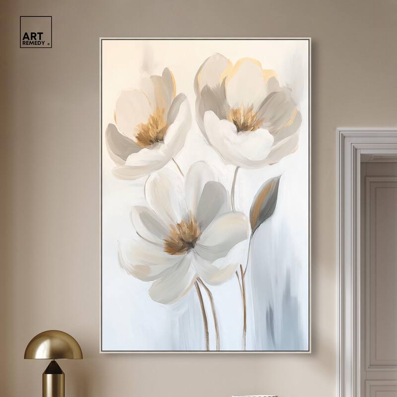 Silvered Flora I Canvas by Art Remedy