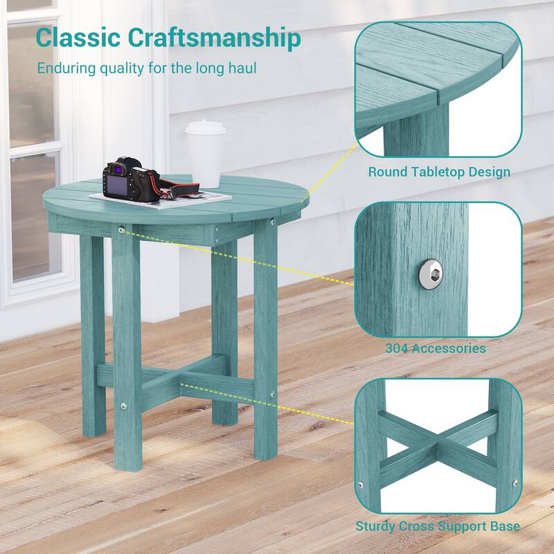 HDPE All-weather Outdoor Side Table, Easy Install Patio Table