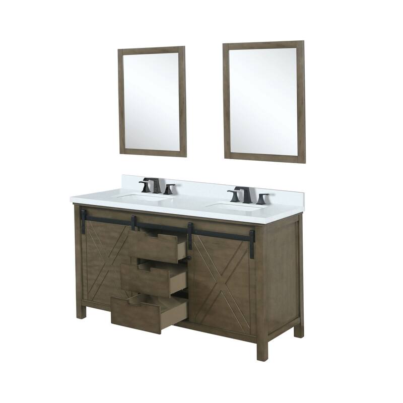 Marsyas Bath Vanity, Cultured Marble Countertop, Faucet Set and Mirrors