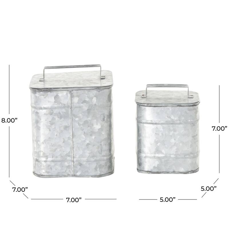 Metal Decorative Canisters - Set of 2 Silver - Roche River Decor