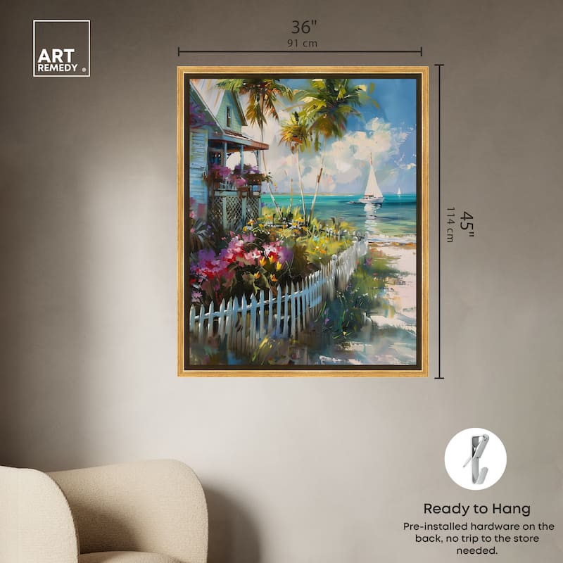 Art Remedy Local Beach House Framed Colorful Coastal 1 Piece Canvas Wall Art