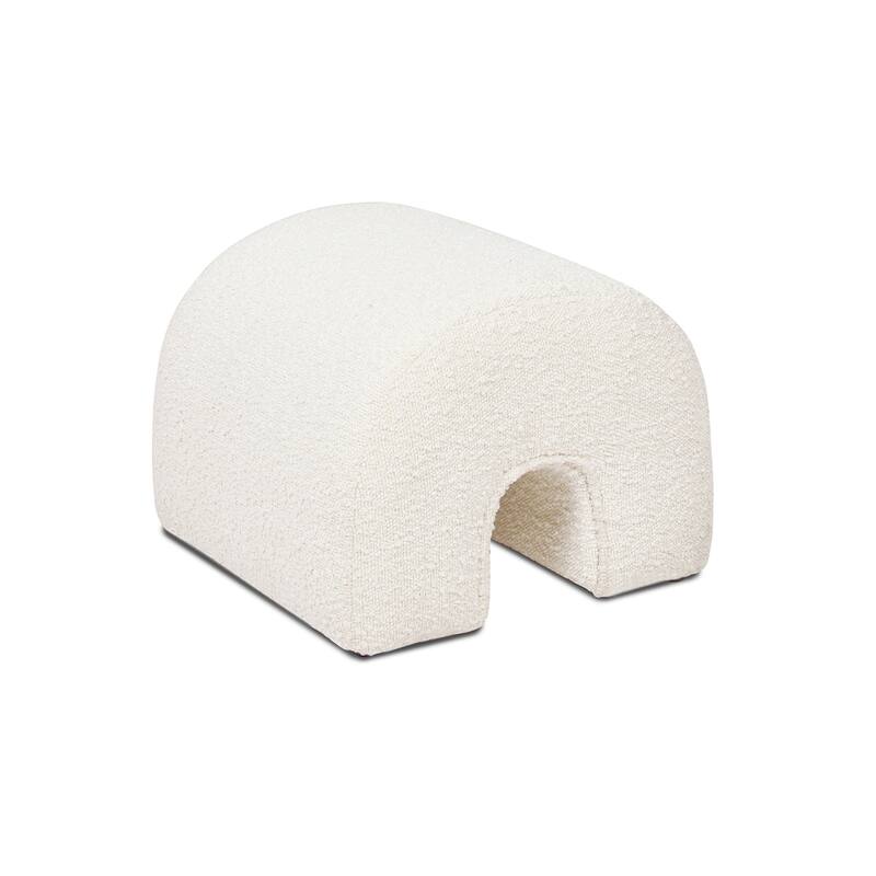 16" Arched Upholstered Footstool Ottoman, Unique Arched Rainbow-Shaped, Boucle