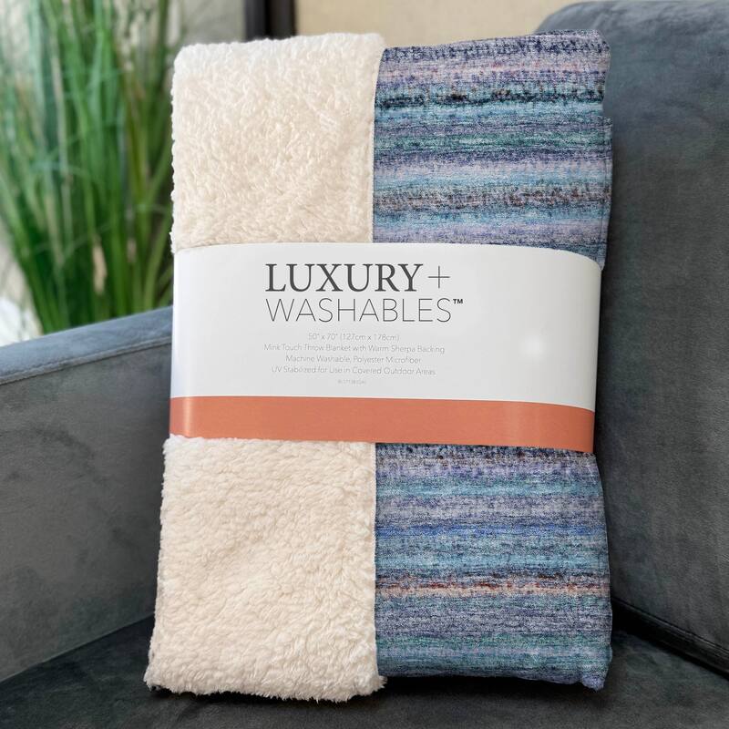 Premium Machine Washable Casual Stripes Sherpa Throw Blanket