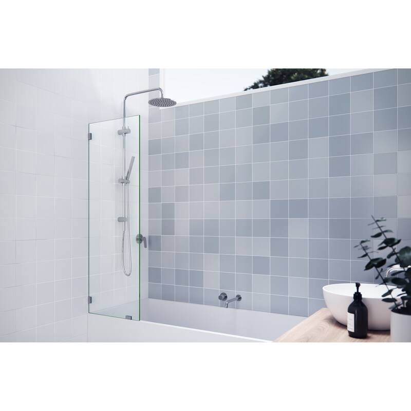 Glass Warehouse 58.25" x 20" Frameless Shower Bath Fixed Panel - Polished Chrome