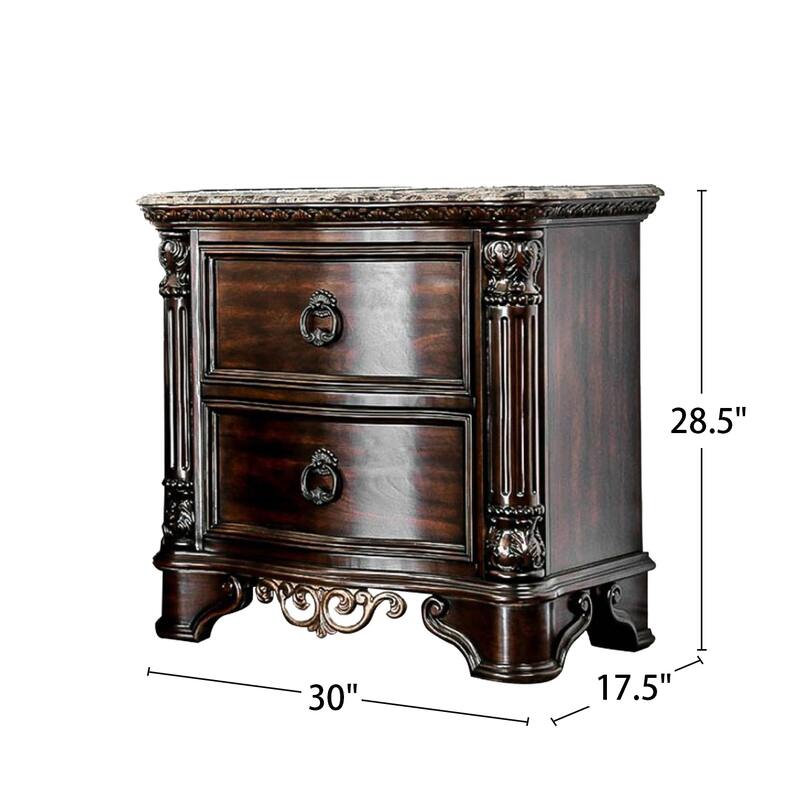 Genuine Marble Top Nightstand with 2 Drawers