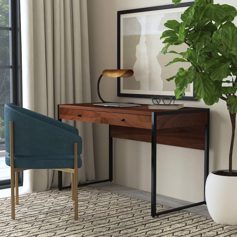 Drake 2-Drawer Walnut Writing Desk - Walnut