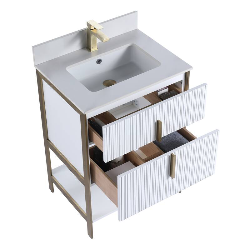 Fine Fixtures Serenity Modern Bathroom Vanity with White Stone Top