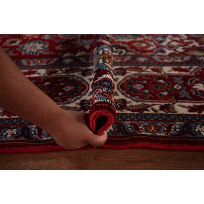 Traditional Floral Red Kashan Turkish Area Rug Machine Made Carpet - 9'7" x 12'6"