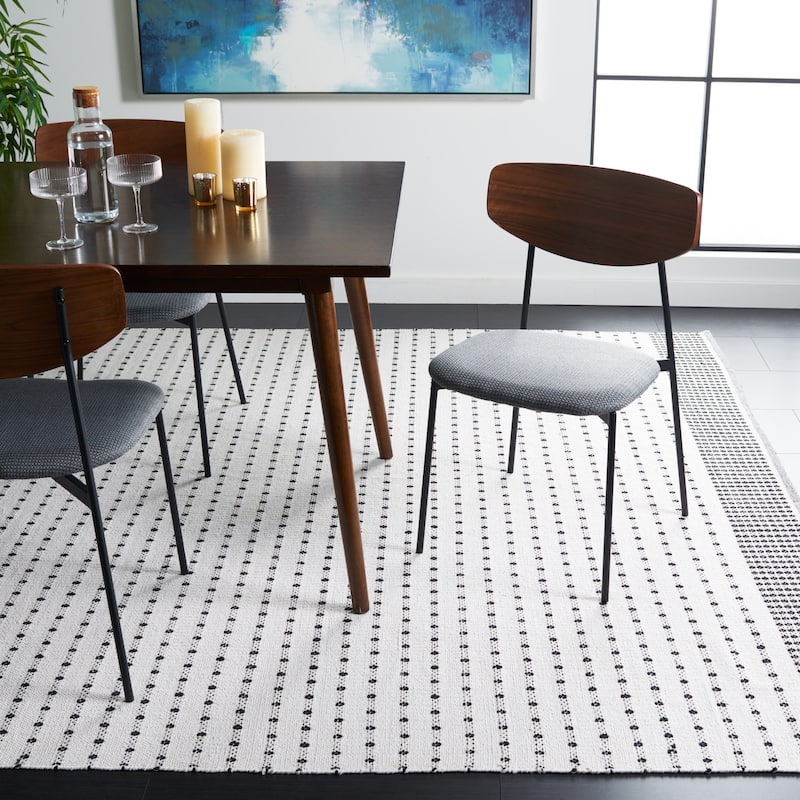 SAFAVIEH Handmade Flatweave Montauk Helena Cotton Rug - 3' x 5' - Black/Ivory