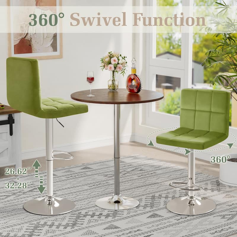 Furniwell Bar Stools Velvet Height Adjustable Swivel Counter Stools with Back - N/A