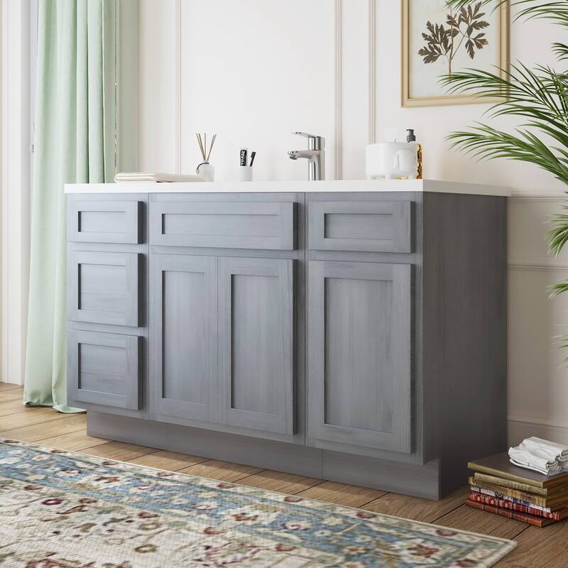 Vanity Art 54" Oak Freestanding Bathroom Vanity Cabinet without Top