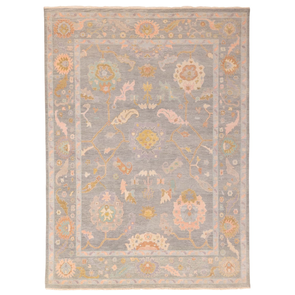 ECARPETGALLERY Hand-knotted Modern Oushak Grey, Sage Wool Rug - 8'10 x 11'11