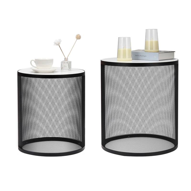 Set of 2 Nesting Metal Round Coffee Table for Indoor