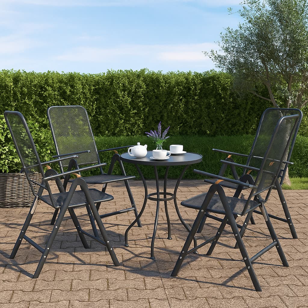 Zofi 5pc Outdoor Breakfast Dining Table and Chairs Set, Foldable, Gray - Dark Gray