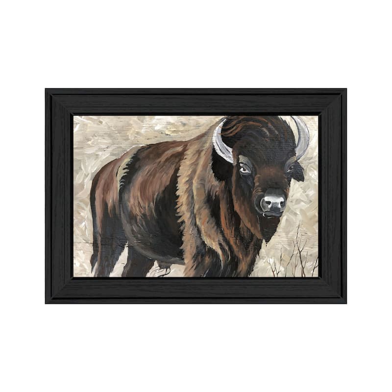 TrendyDecor4U "The Boss! Bison Only" Framed Print Wall Art