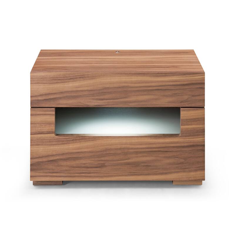 Modrest Ceres Contemporary LED Walnut Nightstand