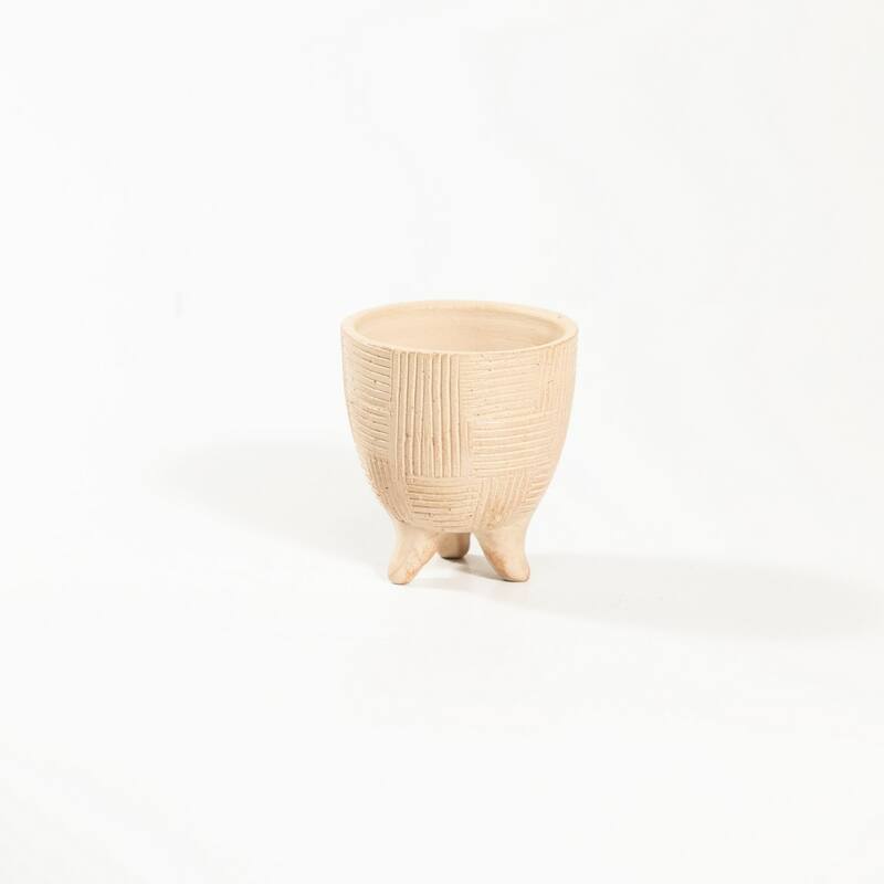 Small Abstract-Style Pot Standing Planter - 5.25" - Beige