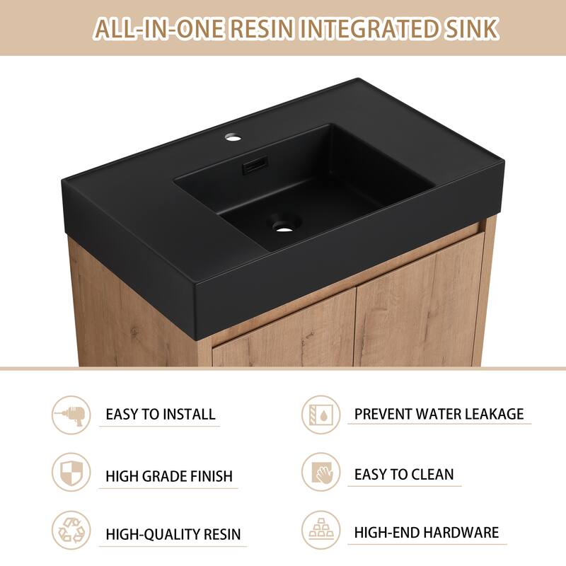 Beingnext 24"/30"/48"/60" Bathroom Vanity with Sink, Freestanding Bathroom Vanity with Soft Close Door and Shelf