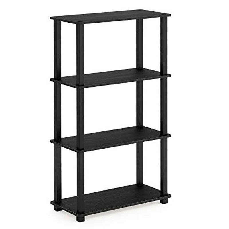 4 Tiers Wood Household Shelving Unit in Americano/Black (23.58 in. W x 43.27 in. H x 11.61 in. D) - 23.58