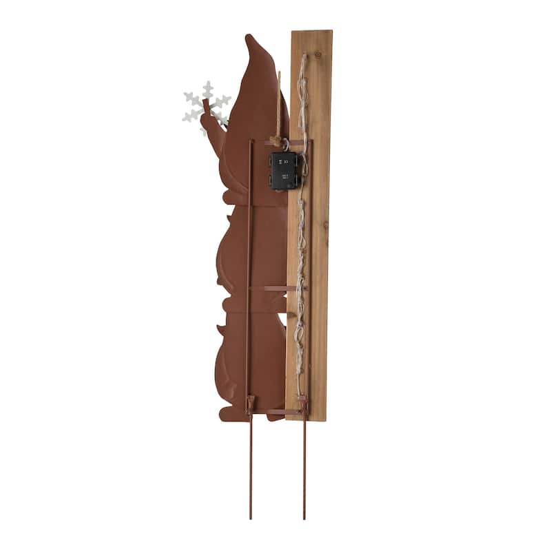 Glitzhome Christmas LED Lighted Wooden Snowman Gauge Yard Stake Wall Decor