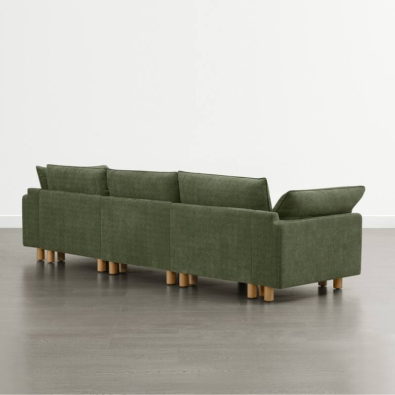 Spruce & Spring Modular Cloud Couch Sofa with Wood Legs for Living Room