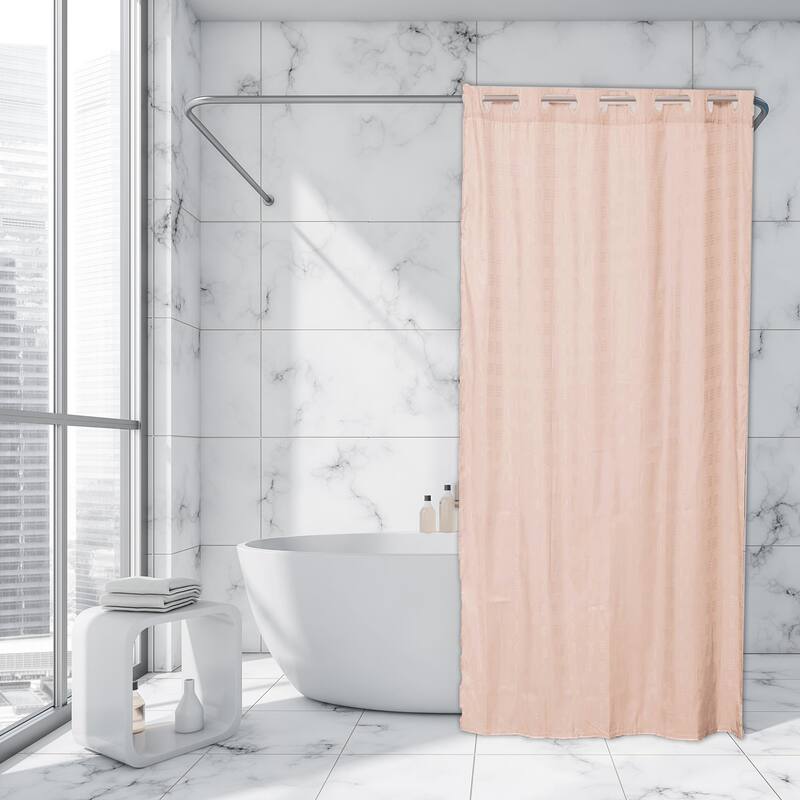Extra Long Shower Curtain Polyester Hook Less Cubic 79"L x 71"W
