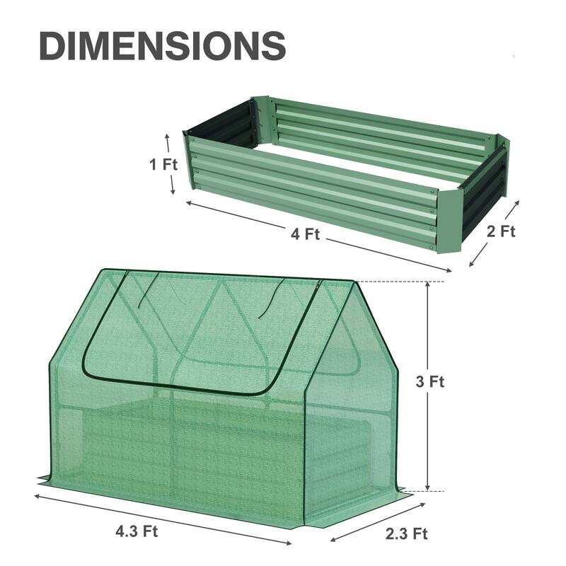 Aoodor Raised Garden Bed Kit with PE Cover, Screen Windows