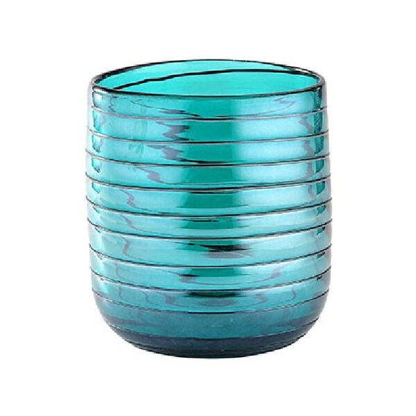 7.5” Blue Cylinder Glass Floral Vase Tabletop Decor - N/A
