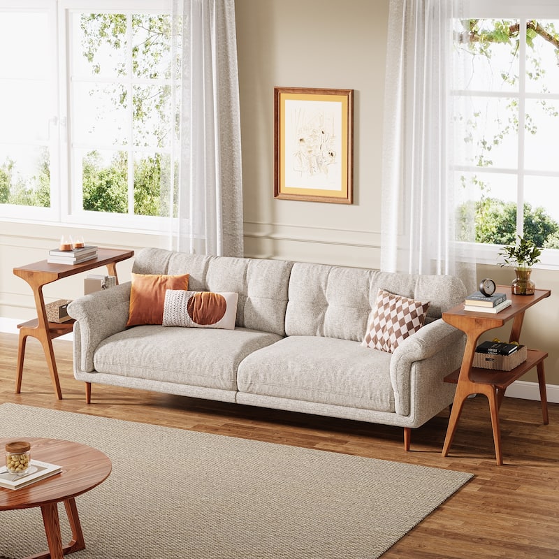 Modern SideTable with Storage Shelf, Sofa End Table with Solid Wood Legs, Bedside Table, Nightstand for Bedroom, Living Room